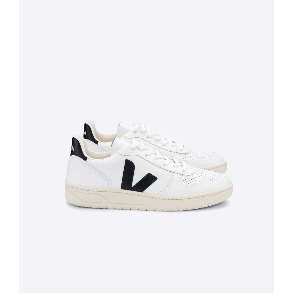 Veja V-10 LEATHER Sneakers Heren White/Black | NL 337FDN